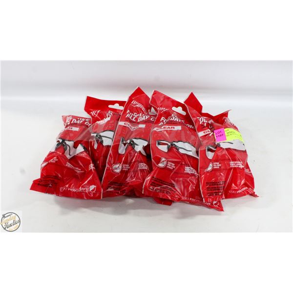 NEW 5 PAIRS MILWAUKEE SAFETY GLASSES