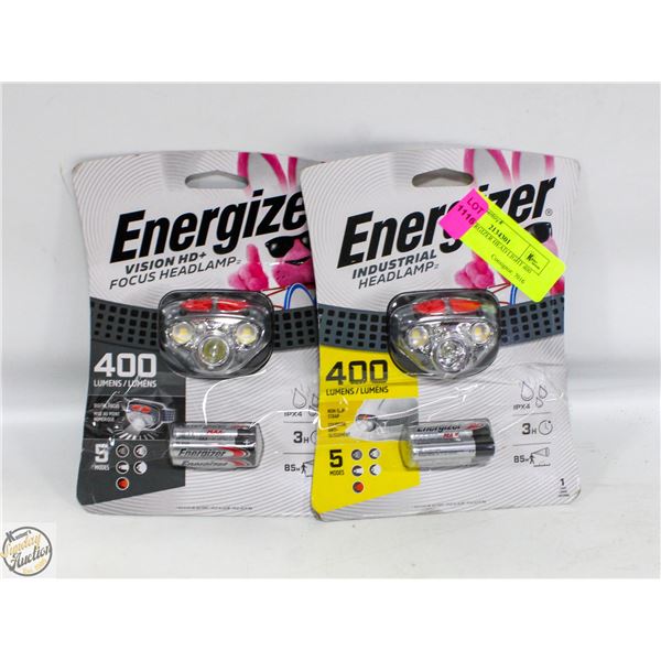 2 NEW ENERGIZER HEAD LIGHT 400 LUMENS