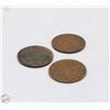 Image 1 : LOT OF 3 VARIOUS OLD CANADA LARGE 1 CENT COINS
