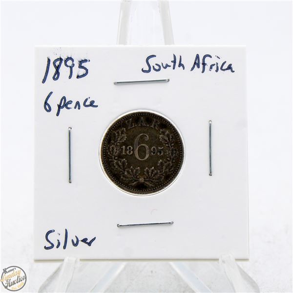 1895 SILVER SOUTH AFRICA 6 PENCE COIN