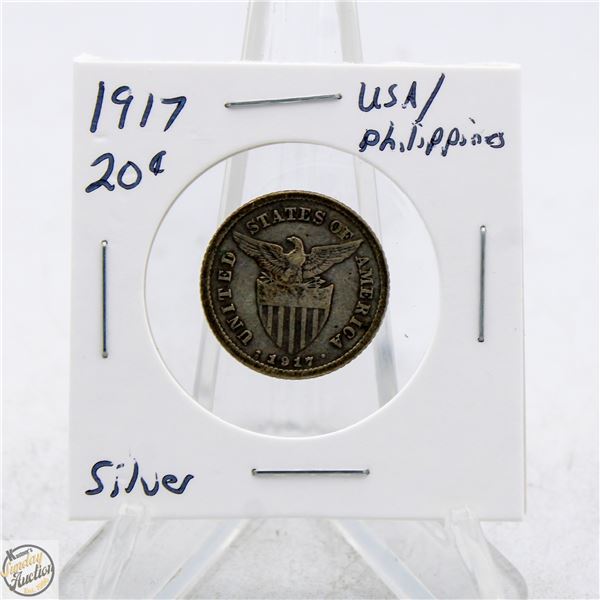 1917 SILVER USA/PHILIPPINES 20 CENTAVOS COIN