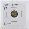 Image 1 : 1914 SILVER CANADA 5 CENTS COIN, FISH SCALE