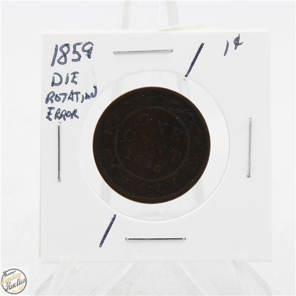 1859 "DIE ROTATION ERROR" CANADA LARGE 1 CENT