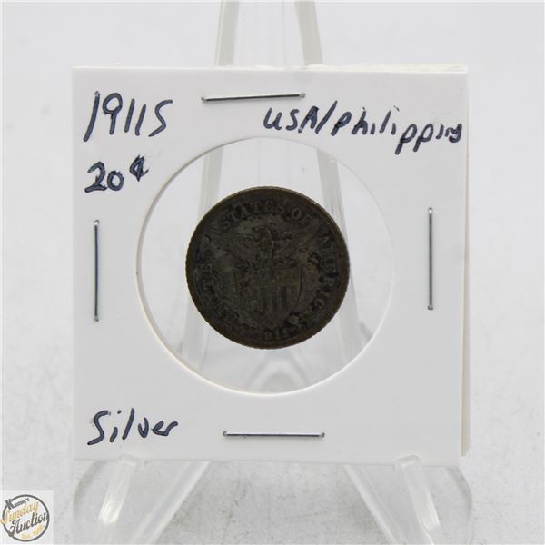 1911 SILVER USA/PHILIPPINES 20 CENTAVOS COIN