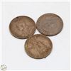 Image 2 : LOT OF 3 VARIOUS OLD CANADA LARGE 1 CENT COINS
