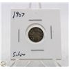 Image 1 : 1907 SILVER CANADA 5 CENTS COIN, FISH SCALE