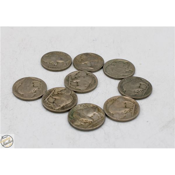 LOT OF 9 OLD USA INDIAN HEAD/BUFFALO NICKELS