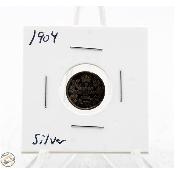 1904 SILVER CANADA 5 CENTS COIN, FISH SCALE