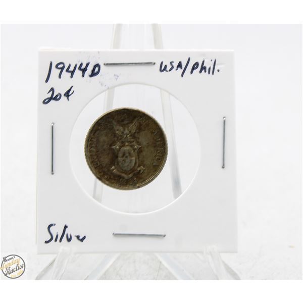 1944D SILVER USA/PHILIPPINES 20 CENTAVOS COIN