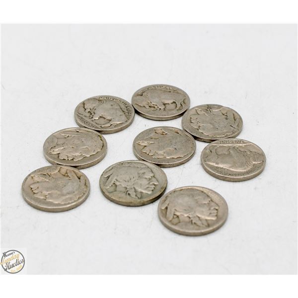 LOT OF 9 OLD USA INDIAN HEAD/BUFFALO NICKELS