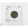 Image 1 : 1945 S SILVER WWII USA 5 CENTS COIN
