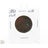 Image 1 : 1851 USA 1 CENT COIN (POSSIBLY COUNTER STAMPED)