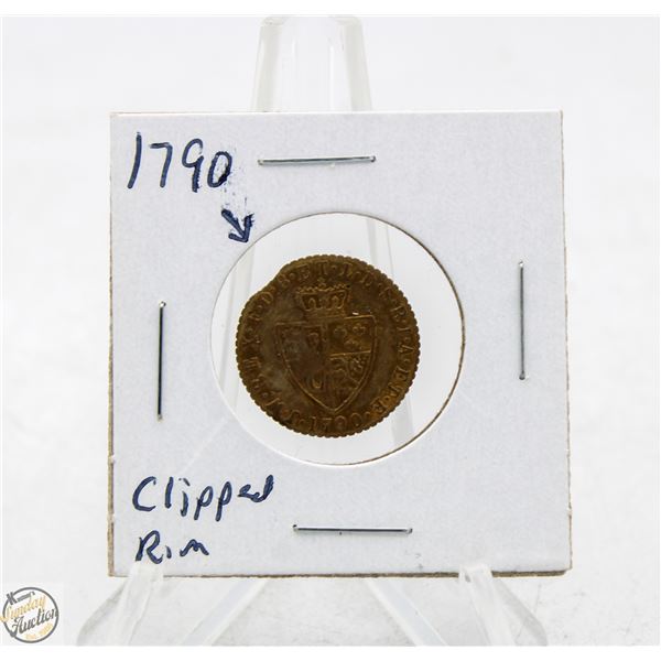1790 GB GOLD WASHED GAMBLING GUINEA SPADE TOKEN