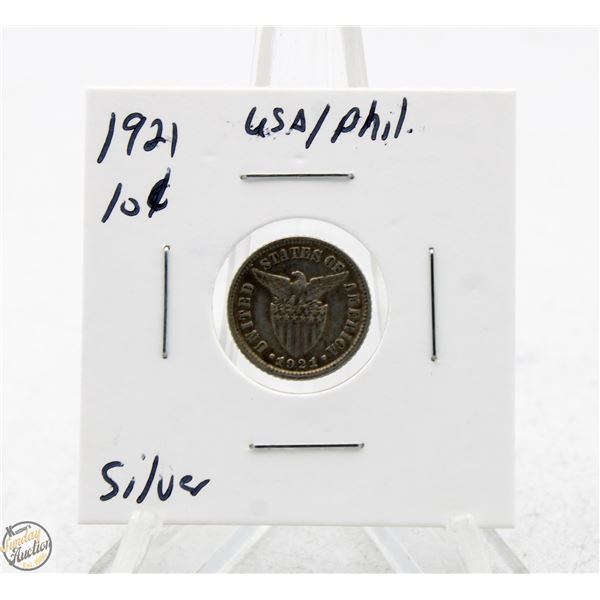 1921 SILVER USA/PHILIPPINES 10 CENTAVOS COIN