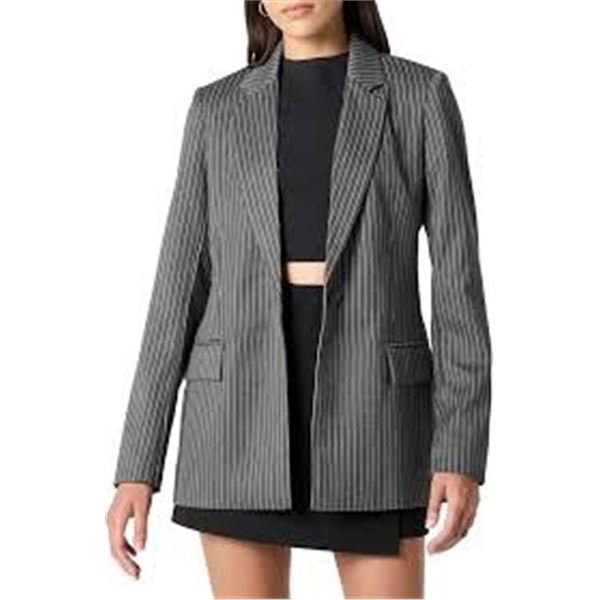 NEW THE DROP WOMENS BLAKE BLAZER CHARCOAL L