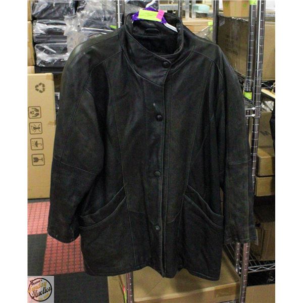 MENS L GENUINE LEATHER JACKET 3/4 LENGTH