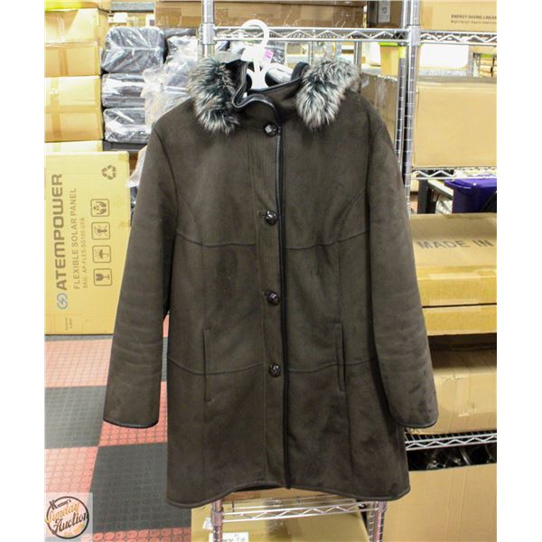 LADIES L BROWN FUR LINED(ACRYLIC) 3/4 LENGTH