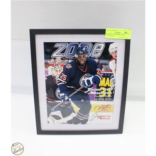 FRAMED OILERS' MIKE GRIER AUTOGRAPH