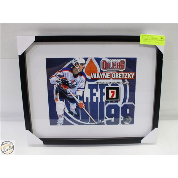 FRAMED OILERS' WAYNE GRETZKY GAME USED