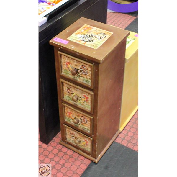 ESTATE WOOD 4 DRAWER TILE TOPPED CABINET