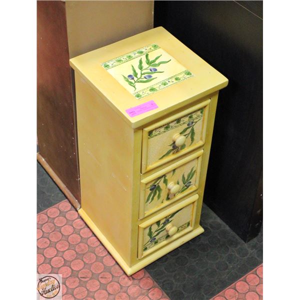 ESTATE WOOD 3 DRAWER TILE TOPPED CABINET