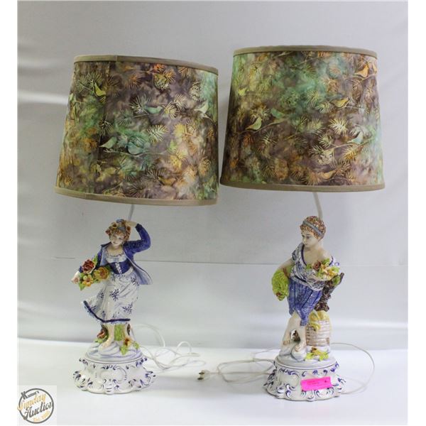 PAIR OF ESTATE CERAMIC LAMPS "ADAM+EVE" IMMITATION
