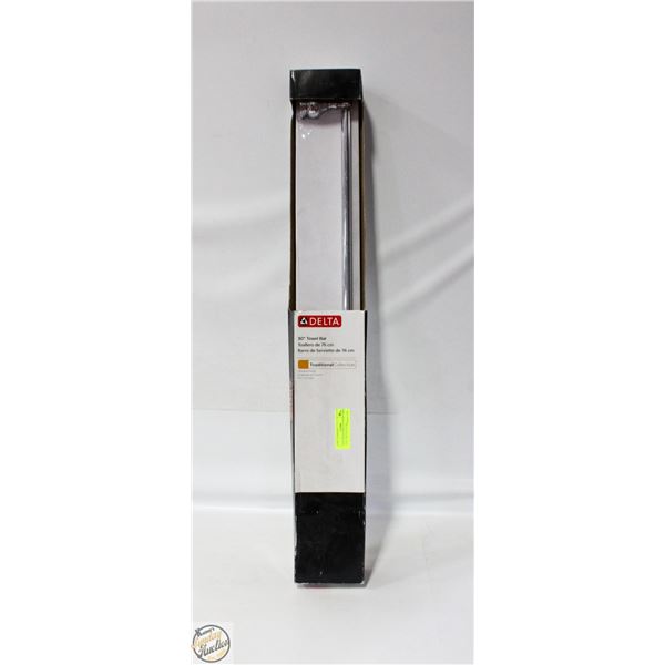 NEW SEALED DELTA 30 INCH TOWEL BAR, CHROME FINISH