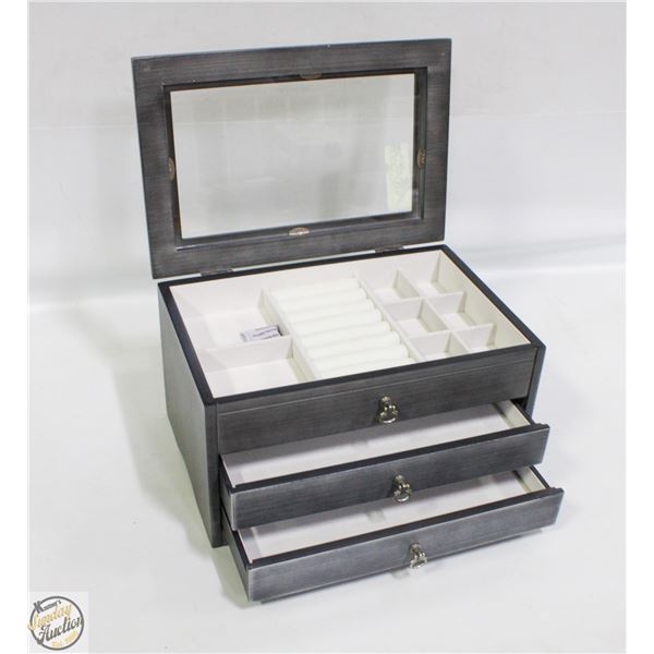 LARGE GREY JEWELRY BOX
