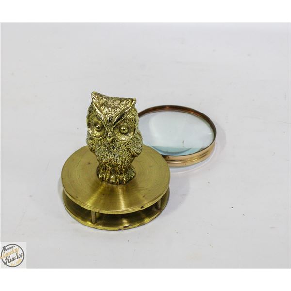 VINTAGE OWL BRASS/METAL PAPERWEIGHT