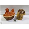 Image 1 : ESTATE LOT OF 2 CERAMIC TURKEY AND ROOSTER