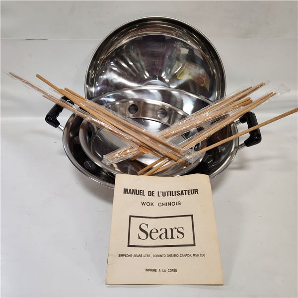 NEW 14" DIAMETER BIG CHINESE WOK, ST. STEEL KOREA