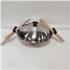 Image 3 : NEW 14" DIAMETER BIG CHINESE WOK, ST. STEEL KOREA