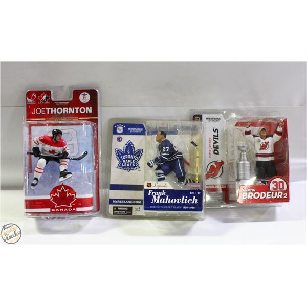 3 HOCKEY FIGURES (BRODEUR NJD, MAHOVLICH