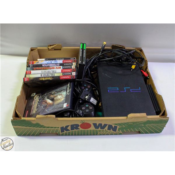 SONY PLAYSTATION 2, (CABLES, CONTROLLERS,
