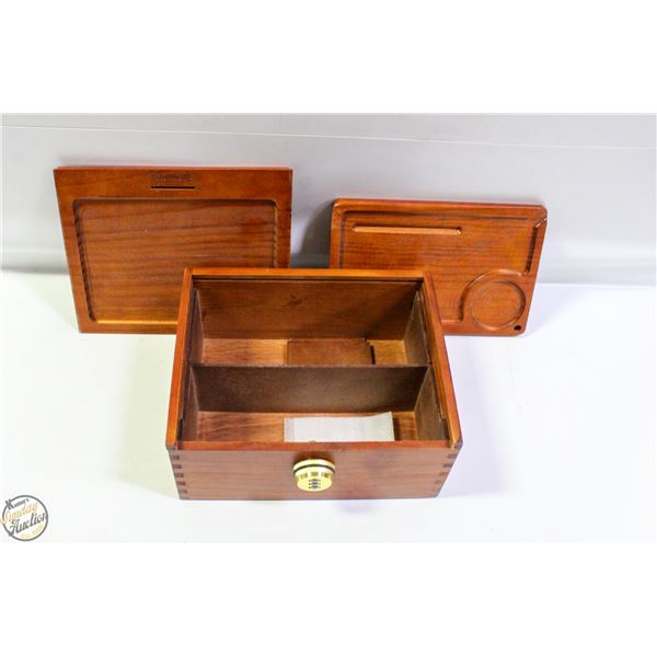 SHOMORY SOLID WOOD STASH BOX W/ COMBINATION