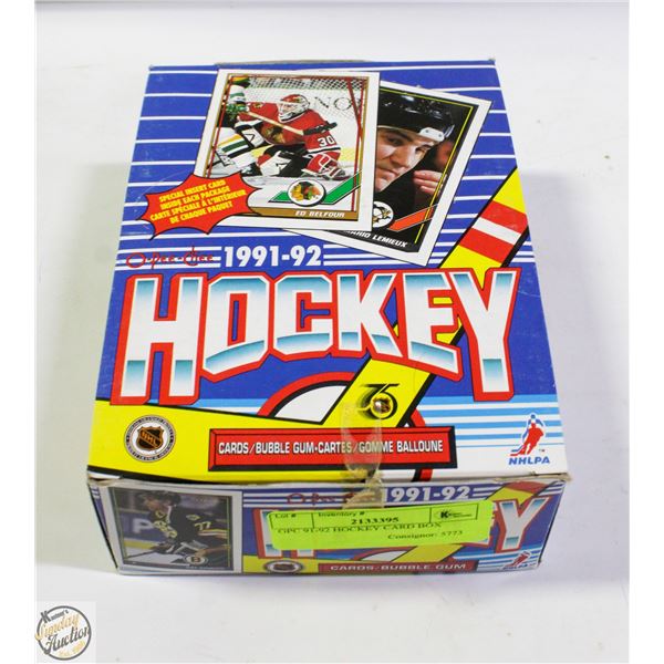 OPC 91-92 HOCKEY CARD BOX
