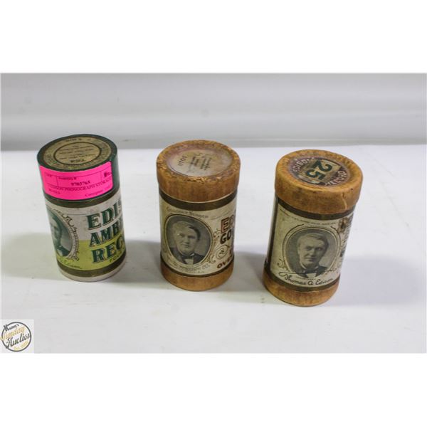 3 EDISON PHONOGRAPH STORAGE BOXES