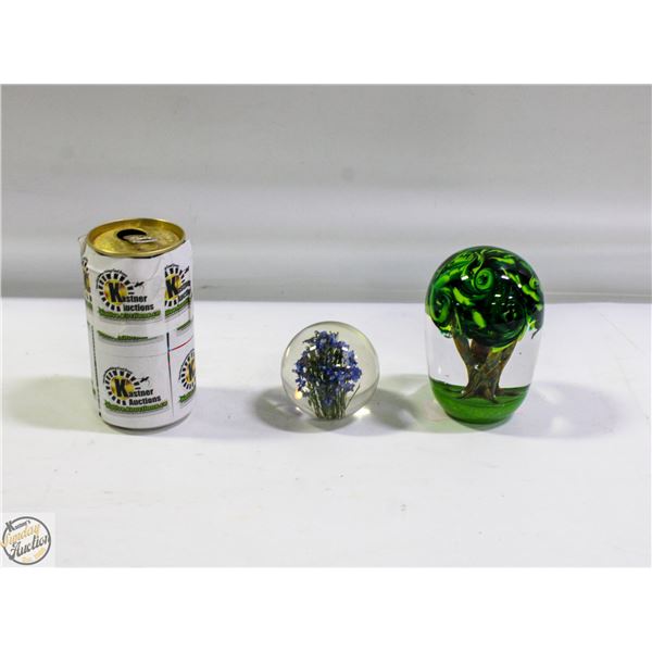 ESTATE PAIR OF GLASS PAPER WEIGHTS