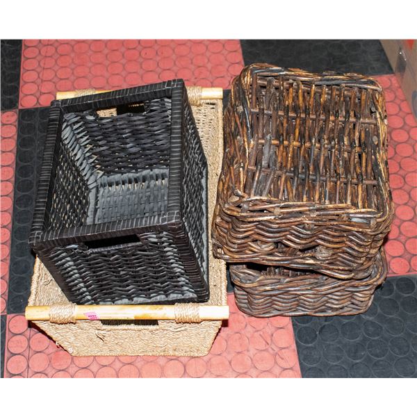 LOT OF 5 WICKER BASKETS