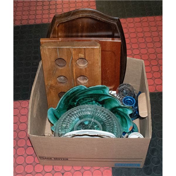 VINTAGE TRAYS, CANDLE HOLDERS, AND CRYSTAL