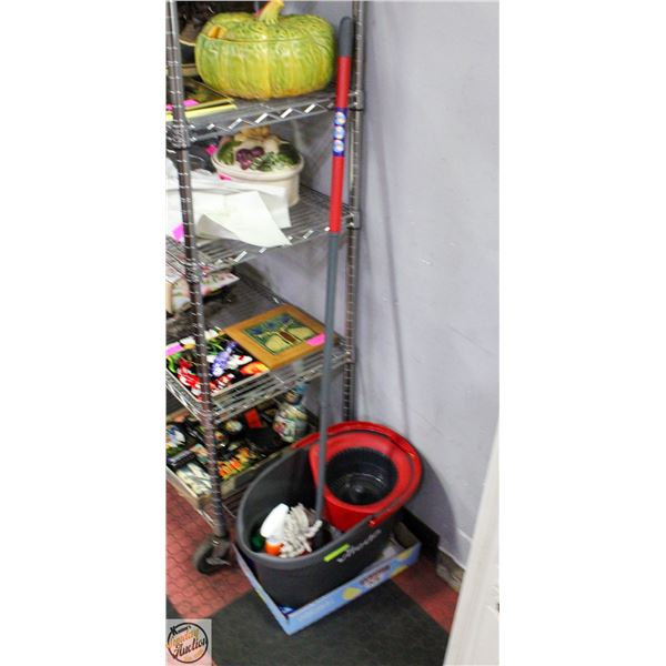 FLAT OF NEW CLEANING SUPPLIES WITH VILEDA SPIN