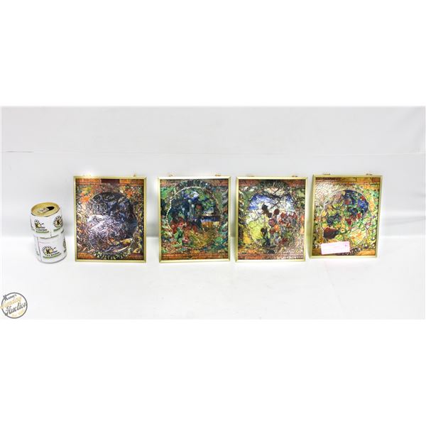 ESTATE SET OF 4 STAIN GLASS WALL HANGINGS