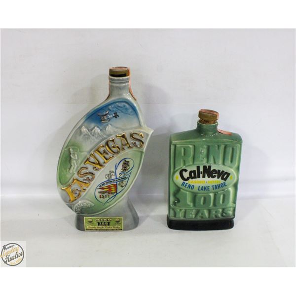 2 VINTAGE JIM BEAM VEGAS DECANTERS