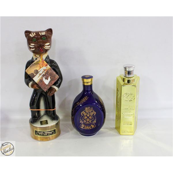 3 VINTAGE DECANTER WITH JIM BEAM KAZ MUSIC