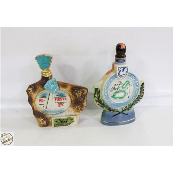 2 VINTAGE NEW MEXICO AND FIJI DECANTERS