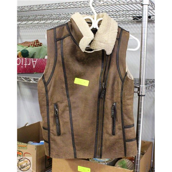 LADIES LARGE SHEEPSKIN FAUX LINED VEST-ESTATE