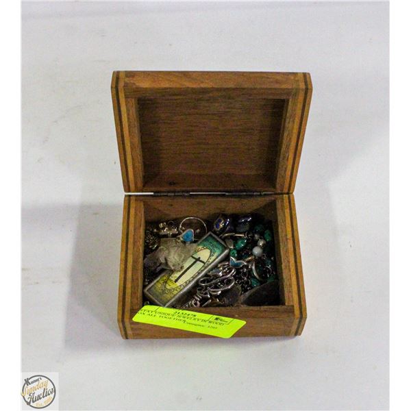 ESTATE JEWELRY IN WOODEN BOX ALL TOGETHER