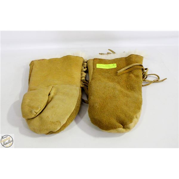 MOOSEHIDE FUR LINED GAUNTLET ADULT FRINGE GLOVES