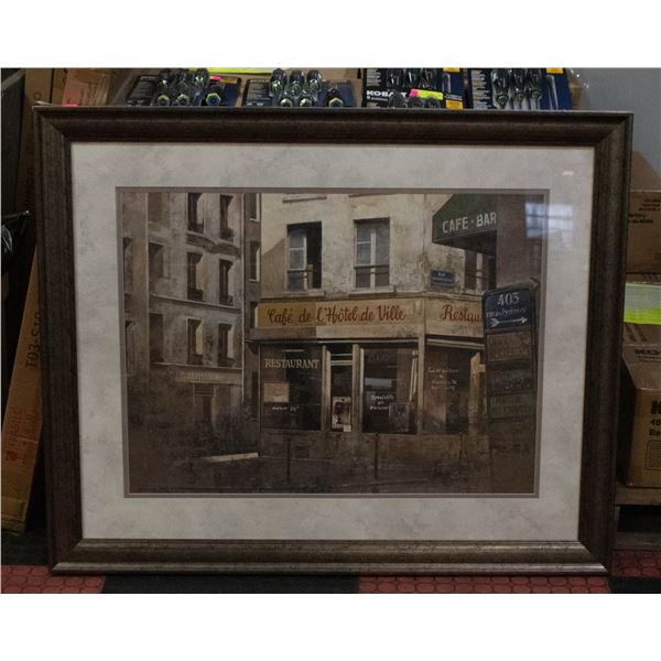 LARGE ESTATE FRAMED CAFE PICTURE 35" X 43.5"