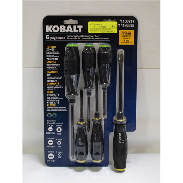 NEW KOBALT 6PC DIAMOND COATED TIP SCREWDRIVER SET